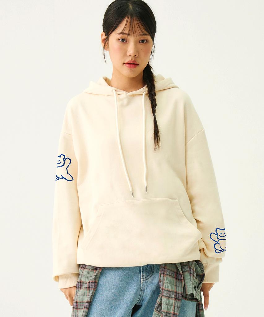 [Unisex] Multi-Line Bear Smile Hoodie_Cream