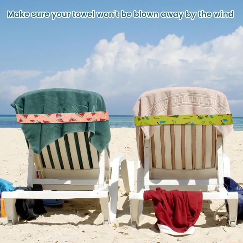 5Pcs Elastic Beach Chair Towel Bands Vibrant Tropical Print Bed Sheet Storage Straps Anti-Wind Holder for Pool & Home