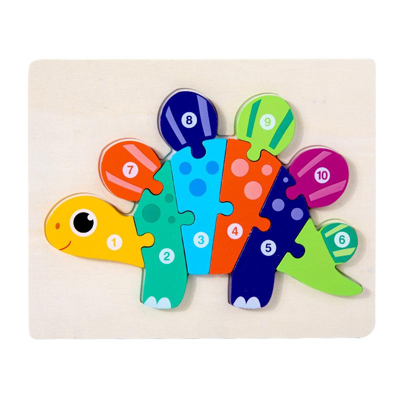 Children Wooden Early Education Animals Digital Traffic Cognition Puzzle Wooden 3D Buckle Three-Dimensional Puzzle Educational Toys