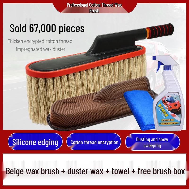 Teleskopowa szczotka samochodowa i miotełka z bawełnianym gwintem do mycia, odkurzania i woskowania