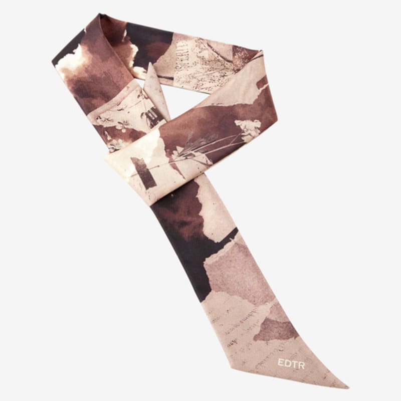 EDTR Brown Paper Silk Scarf ED23A4FAZ0589