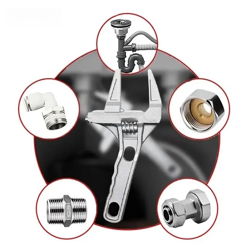 Bathroom Wrench Universal Wrench Big Opening and Toothed Anti-skid Dual-purpo for Maintaining Bathroom Facilitie