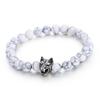 New Black Agate Tiger Eye Stone DIY Bracelet with Personalized Wolf Head Stainless Steel Trendy Men's Beaded Bracelet