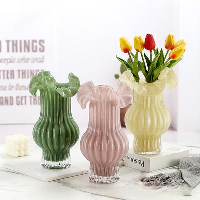 Jarrón de viento con leche y aceite nutritivo, estilo retro medieval, para sala de estar, con flores transparentes y decoración de lujo.