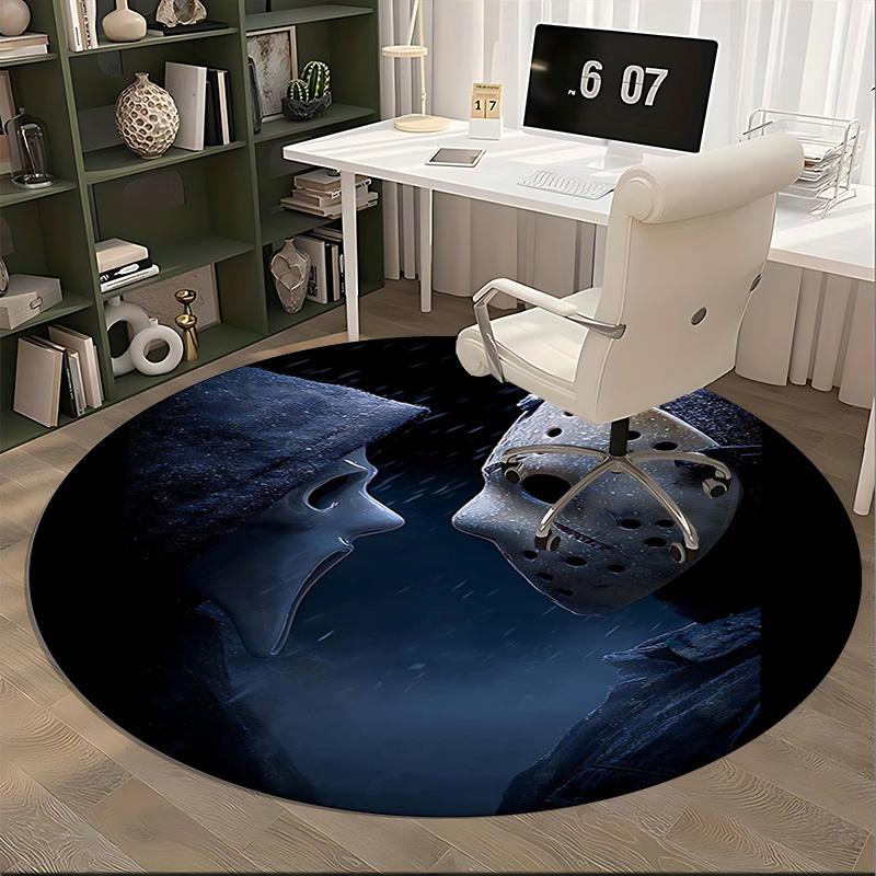 Ghostface Mask,Hockey Mask Chair mat Round Rug Office carpet, Non slip, Suitable for Living Rooms, Bedrooms,Decor1205725a