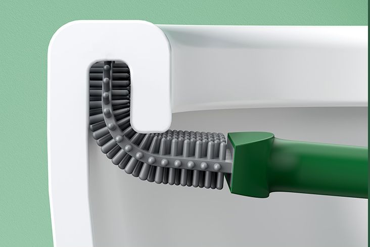 Toilet brush for bathroom, toilet, precise, rubber, hanging, container, handle