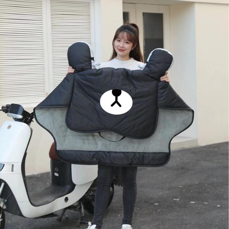 

Waterproof Fleece-Lined Electric Bike Cover with Cartoon Pattern for All Seasons