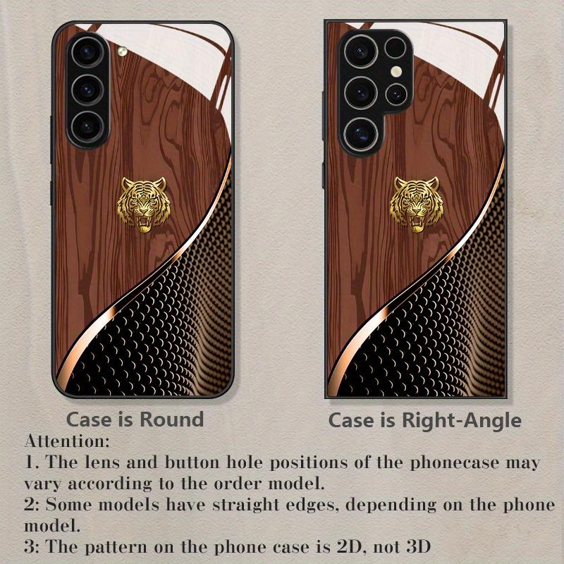 Handsome Golden Tiger Brown Texture Pattern Glass Phone Case Cover for Samsung for Galaxy S26/S25 Ultra/S24/S23+/S22/S20