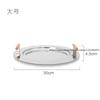 Electroplated Stainless Steel Round Tray Nordic Ins Style Wooden Handle Storage Disc For Tea Cups Plates And Water Cups