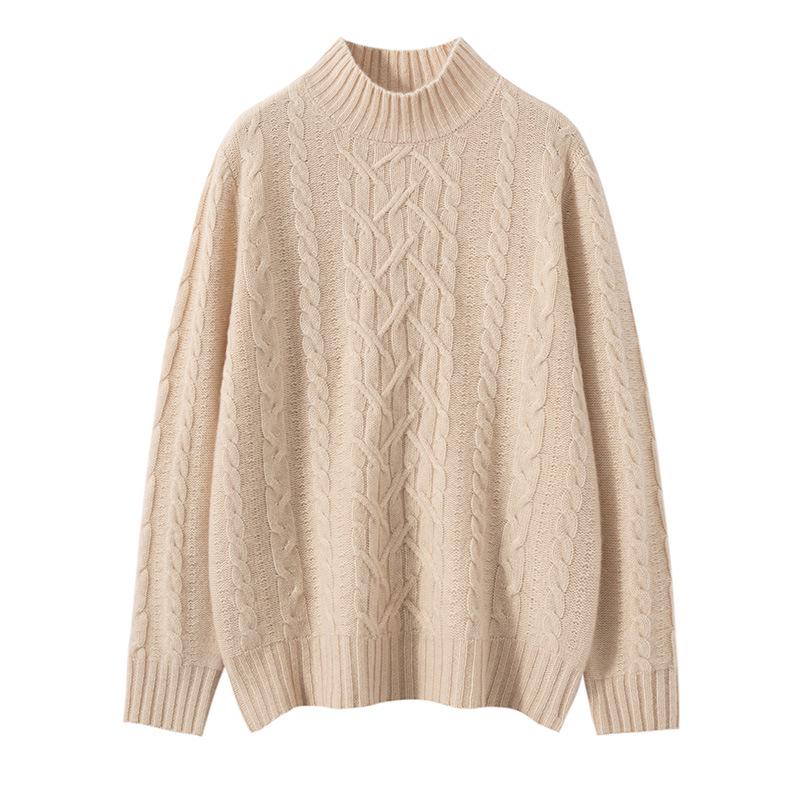 High Neck Cashmere Knit Women's Slimming Sweater - Autumn & Winter Fashion