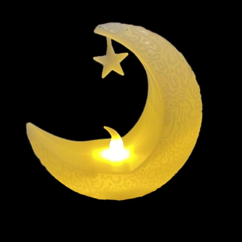 

Halloween EID Mubarak DecoratLampLed Electronic Luminescent Night Lights Star Moon Candle Lighting Muslim Ramadan Party Ornament білий