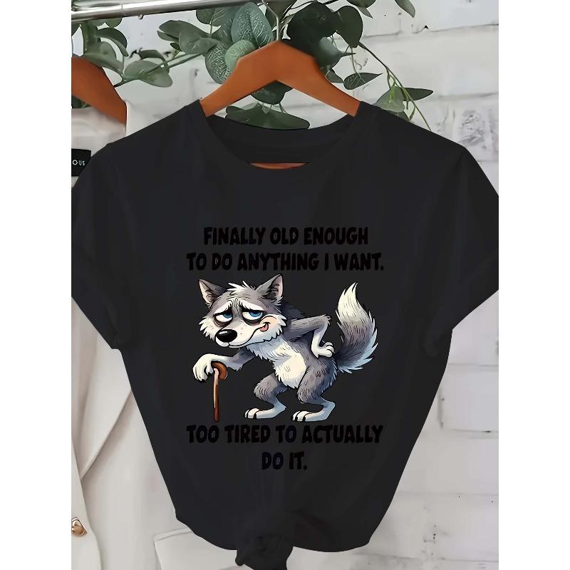 

European Size Plus Size, Women s Casual Fashion Printed T-Shirt 0-8XL Plus Size, Trendy, Basic, Daily Wear, Personality, All-Season 4XL чорний