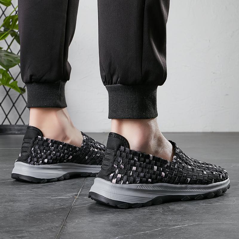 Men Camouflage Breathable Slip on Sneakers Men Summer Braid Beach Lazy Shoes Casual Weave Walking Flats