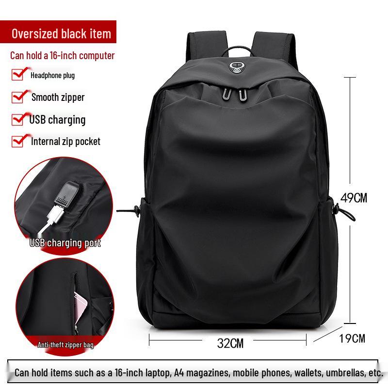 Men s Trendy Double Shoulder Backpack: Large Capacity Travel and College Computer Bag for Middle School Students