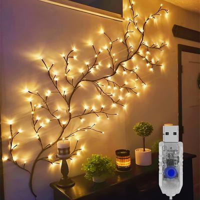 1,8 m/5,9 piedi luci di salice incantate, 96 LED piante artificiali rami di alberi con decorazioni natalizie per arredamento interno della casa, decorazione della stanza