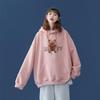 Women's 2026 Winter Printed Velvet Hoodie - Korean Style Loose Fit for Spring and Autumn