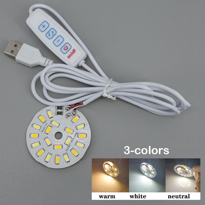 50mm DC 5V USB LED night Lights chips source Desk Book Lamp Switch Dimmable Bedroom Reading extend cable white warm nature light