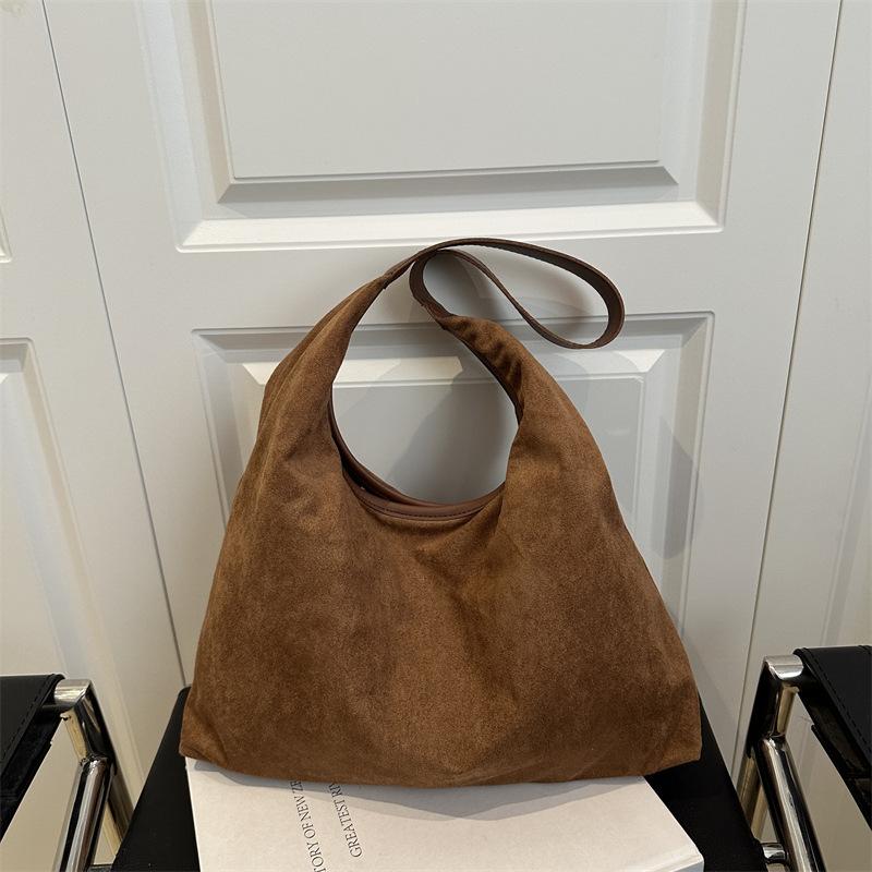 Retro Casual Commuting Large-capacity Bag Women's 2025 New Autumn and Winter Suede Tote Bag Niche Versatile Shoulder Bag