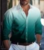 Stylish Men's Long Sleeve Patchwork Shirt, Casual Button-Up