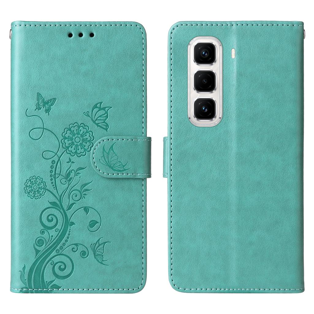 For Infinix Hot 50 Pro+ 4G Leather Case Butterfly Floral Imprint Wallet Stand Cover