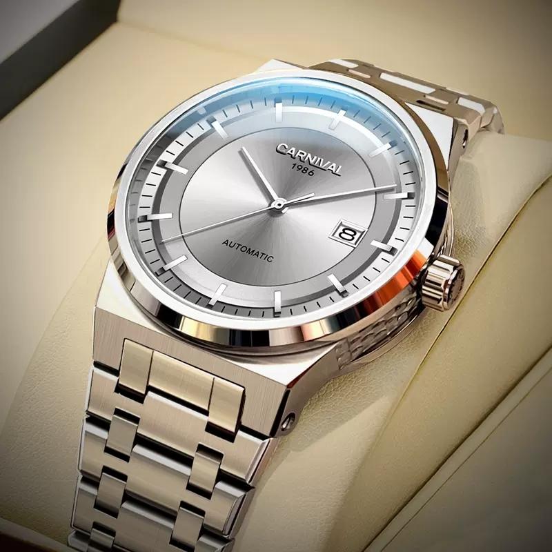 Reloj Carnival Brand Luxury Watches for Men Fashion Waterproof Sapphire Calendar Automatic Mechanical Wristwatches Montre Homme