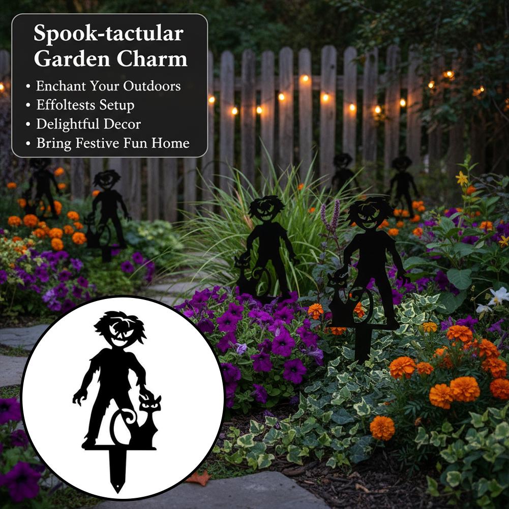 Halloween Hollow Metal Ground Stake Ornament Rustproof Iron Art Insert Decor Outdoor Courtyard Garden Lawn Landscape Party Decor