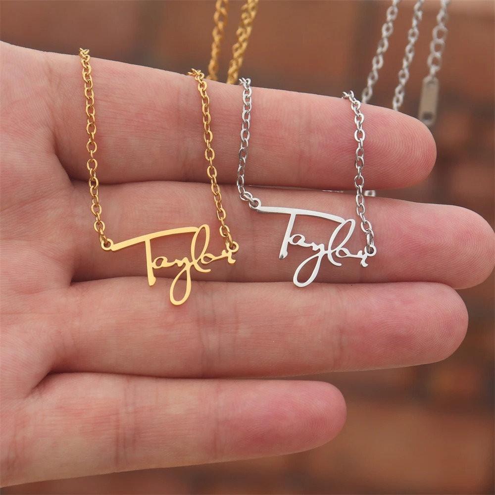 Taylor Digital Swift Signature Stainless Steel Necklace Pendant Letter Fashion