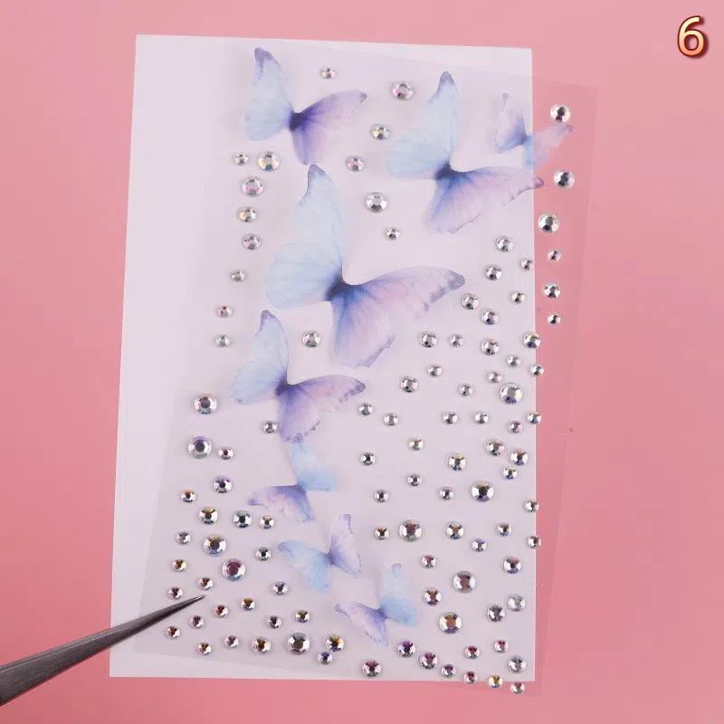 Facial Rhinestone Sticker Butterfly Gem Crystal Tattoo Self Adhesive Body Brow Makeup Mix Size Item Fairy Beauty Colorful Tattoo