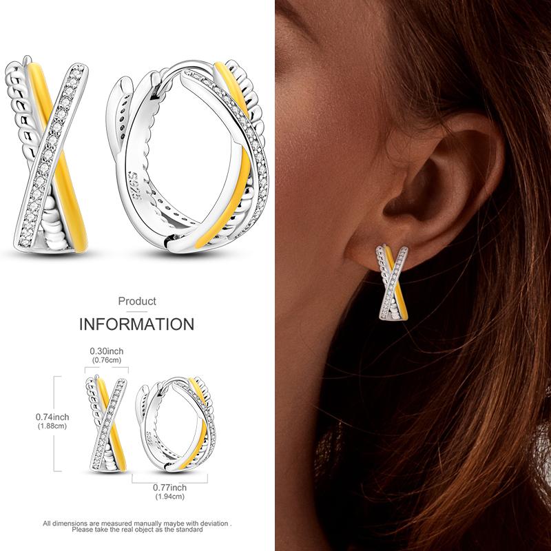 Boucles d'Oreilles Créoles en Argent 925 Zircon Coloré Boucles d'Oreilles Créoles Pavées Pour Femmes Filles Bijoux Cadeau