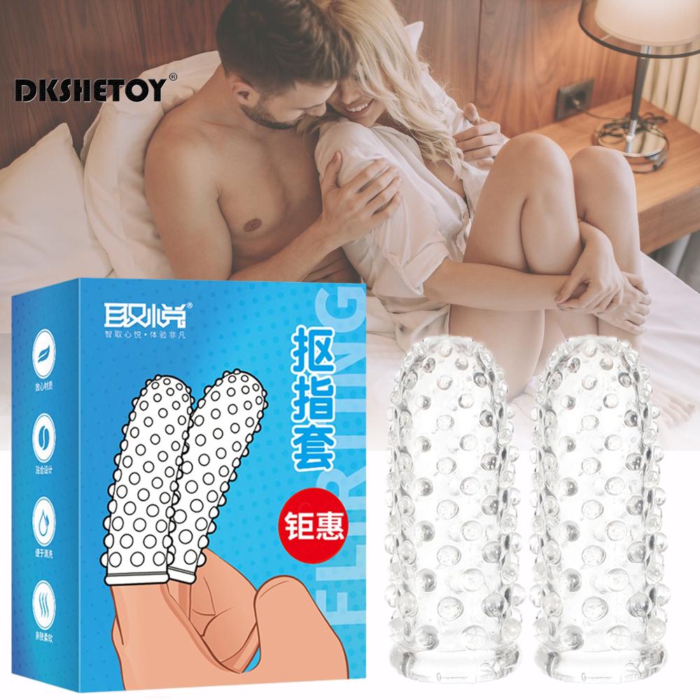 Clitoris stimulator Finger Sleeve condoms G Spot Massage Masturbation adult game Spike Dotted Condoms sex toys for couples