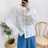 Koreanische Frauen Kleidung Spitze Rüschen Kragen Tops Frühling Weiße Leinen Einfarbig Weibliche Shirts