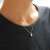 This Genuine 925 Sterling Silver 18K Teardrop Charm Necklace Features a Minimalist Design and a Small It Comes with a Drawstring Pouch and Is a