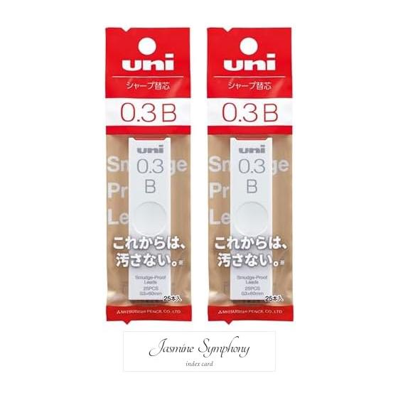 Mitsubishi Pencil Lead for Mechanical Pencils, 0.3 B, Uni UL-S-0.3-25, 2-pack, Jasmine Symphony, 1 index card