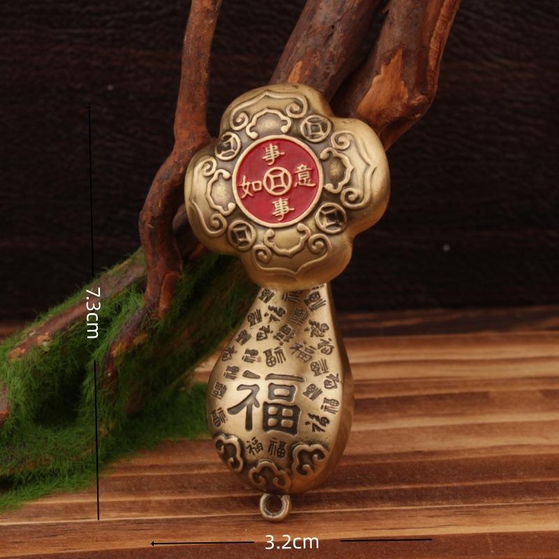 Brass Everything Goes Well Rotatable Ornament Red Oil Hundred Blessings Hand Piece Decorative Craft