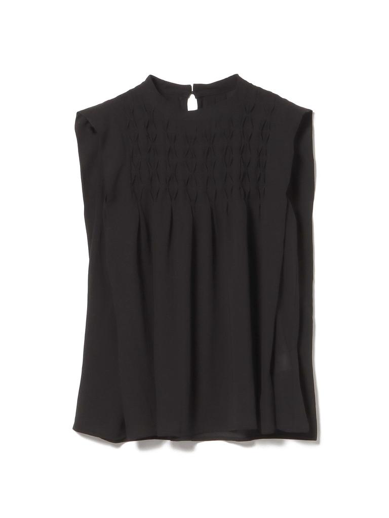 Beams Heart Smocking French One Size Women's S/S Blouse, Black,
