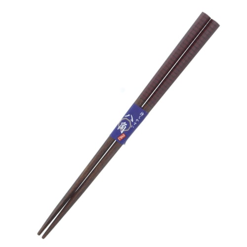Ishida Japanese-Made Chopsticks, Octagonal, Lined, Wooden (Natural Wood), Lacquered, Pointed, 20.5cm, Black