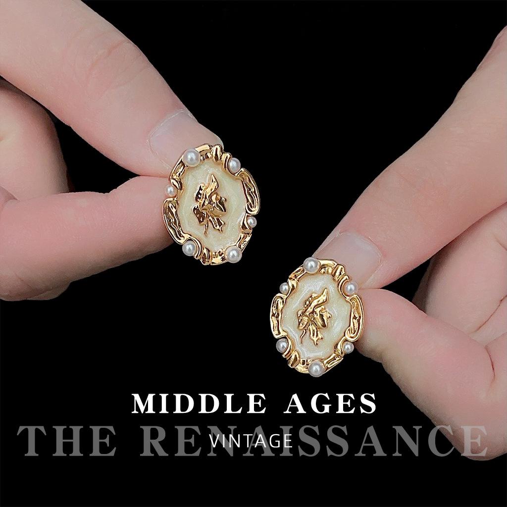 Средневековые ретро эмалевые серьги-капельки масла, серьги с рельефом во французском придворном стиле, украшения для ушей