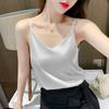 Women Satin Double Spaghetti Strap Cami Top V‑Neck Loose Plus Size Sleeveless Tank Top Silky Acetate Inner Camisole M‑4XL