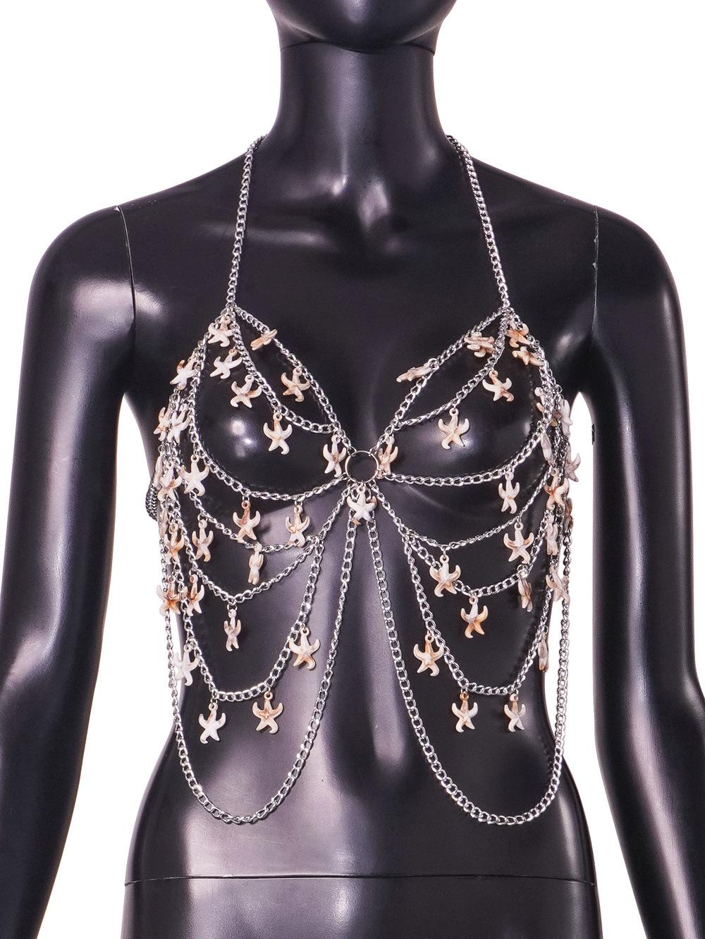 

Летняя цепочка ручной работы, сексуальная серия Spice Girls Shell, женская бижутерия на грудь one size fits all белый