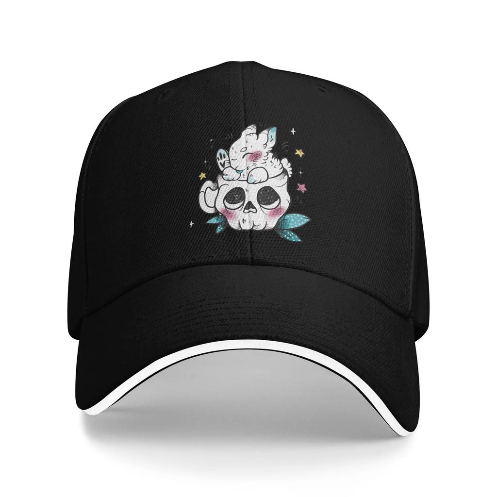 Totenkopf und Kaninchen Sonne Baseballkappe Frühling Design Druck Hip Hop Hüte Für Paar Damen Outdoor Sport Baseballkappen