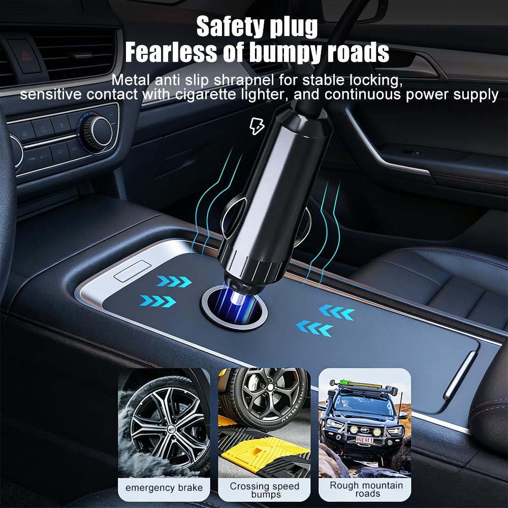 QC3.0+PD Type C Digital Vehicle Charger Quick Charge Cigarette Lighter Inverter 200W Car USB Fast Charging USB Charger Adapter Universal