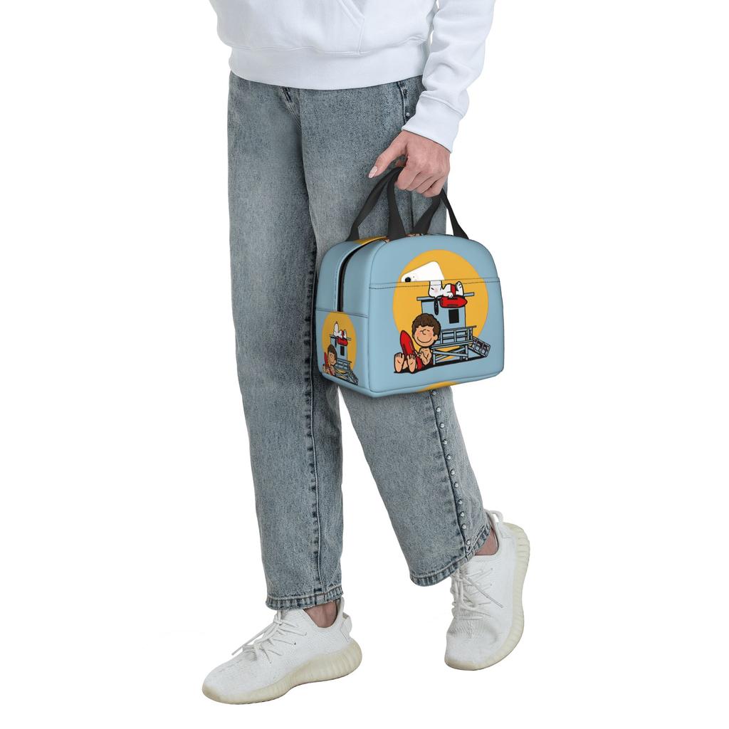 Custom S-Snoopies Insulated Lunch Bags for Work School Manga Resuable Cooler Thermal Bento Box Unisex