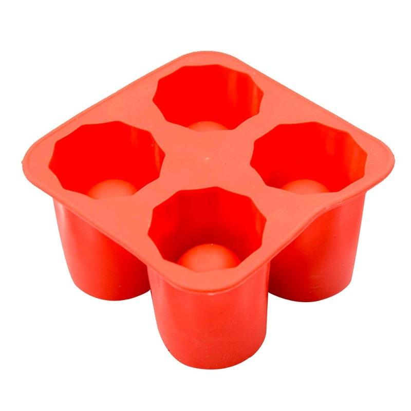 4-Cup Ice Cube Shot Shape Silicion Shooters Glass Freeze Mold Maker Tray Party Random Color