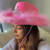 Hat Scarf Glasses Set Pink Series Felt Cowboy Hat with Feather Trim Pink Bandana Heart-Shaped Sunglasses Versatile Western Style Accessories