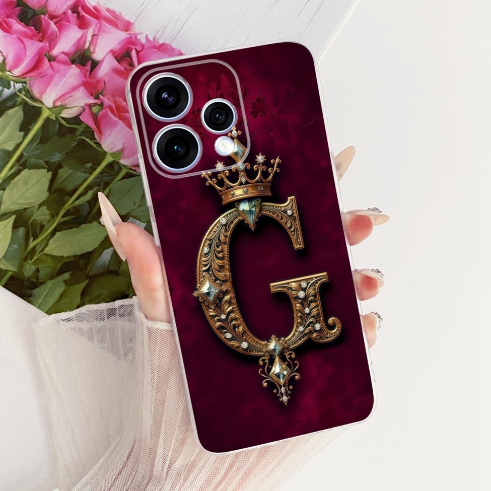Clear Case For Oppo Reno15 5G Cover Luxury A-Z Letters Fashion Boys Girls Cool Crown Soft Casing For Oppo Reno15 CPH2825