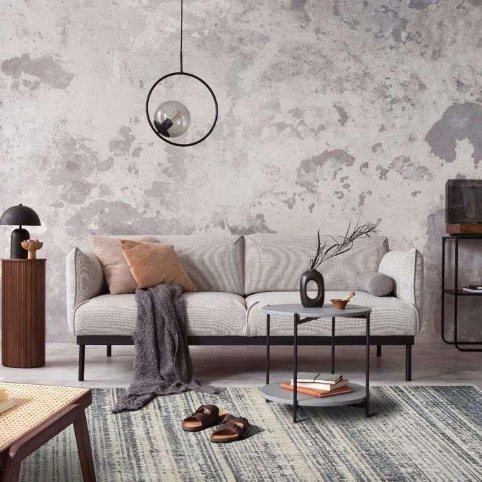 Recycled Living Room Rug Pattern Lines Grey Black 120X170