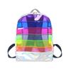 Zaino in PVC trasparente da donna, jelly, a righe, patchwork, laser, borsa da scuola, zaino alla moda per studenti di scuola media, borsa da spiaggia