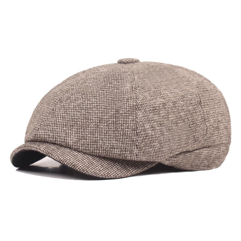 Bavlněný baret Pánská malířská čepice Newsboy čepice Klobouk Rybí kost Osmihranný klobouk