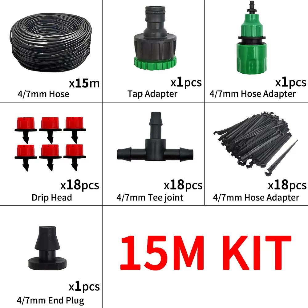 Garden Drip Irrigation Automatic Watering System Kit Adjustable Nozzle Sprinkler for Bonsai Pot Plant Flower Vegetable Greenhouse