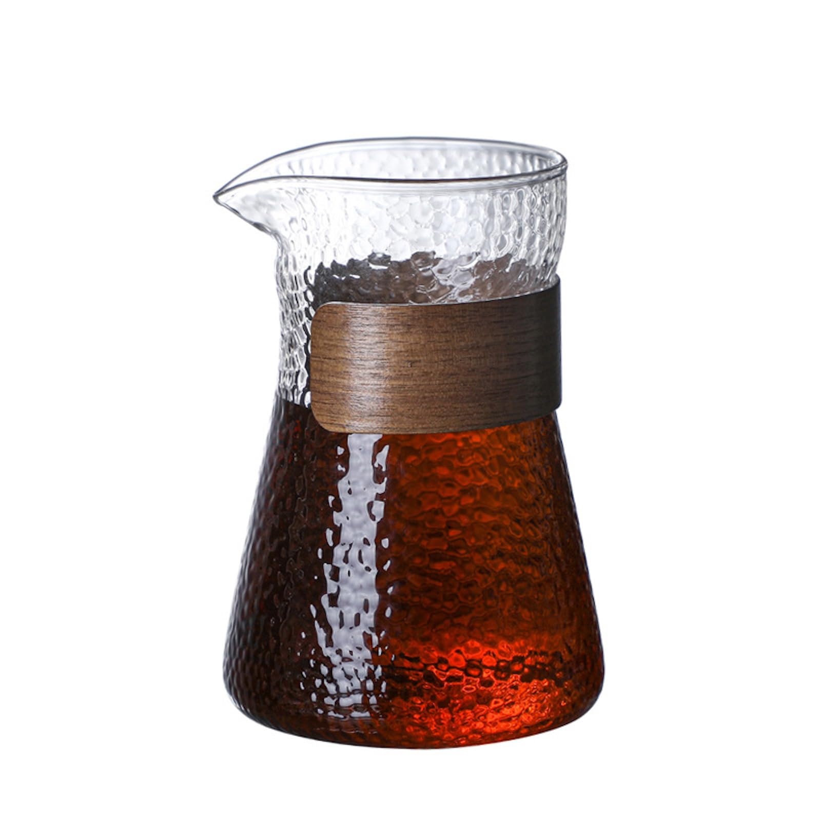 

JIKANNOYA Coffee Pot - Durable, High Boron Silica Glass, Heat Resistant, Suitable for Direct Flame, Cold Resistant, Walnut Wood, Transparent, Microwav
